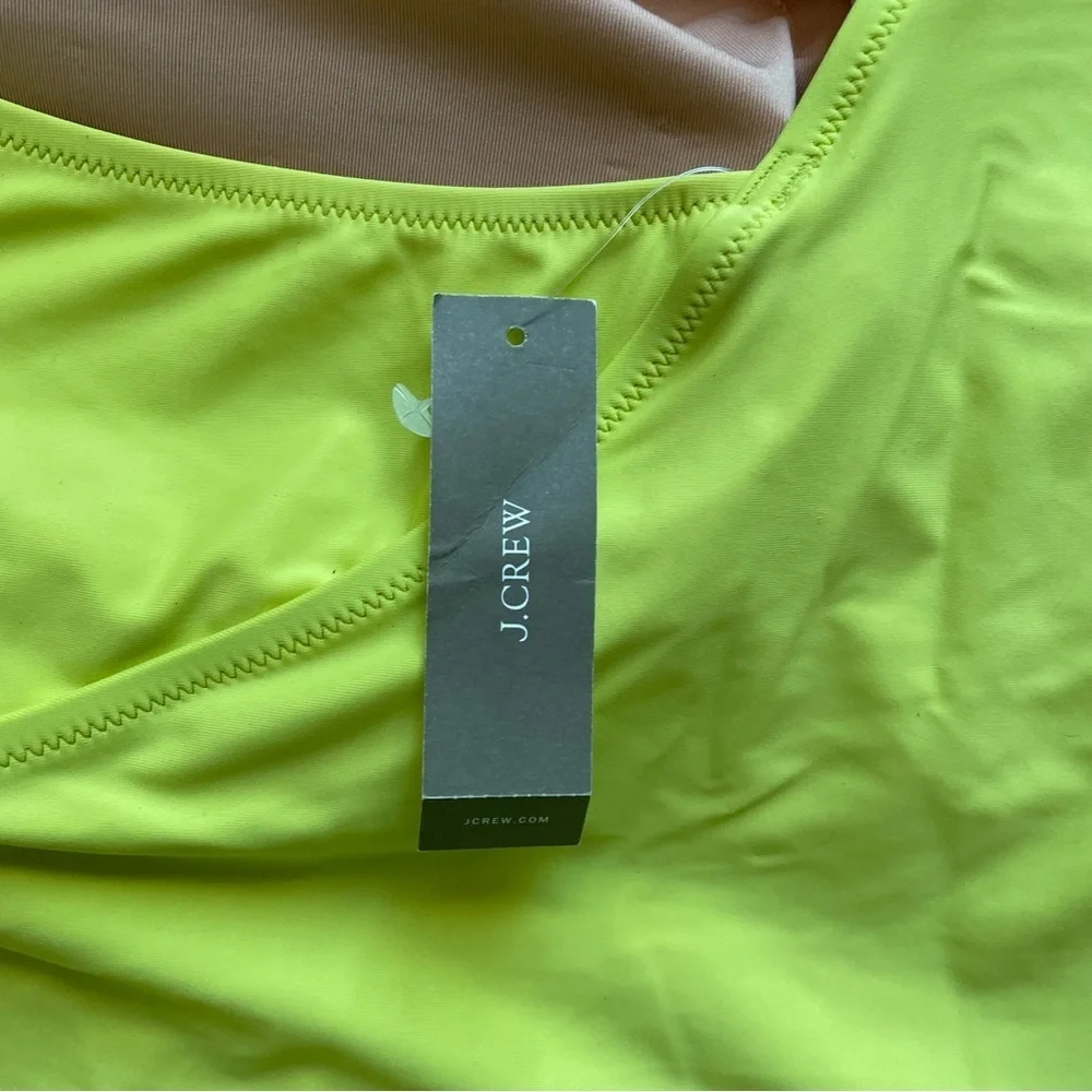J.Crew Swimsuit size 20 One Piece Runched One Shoulder Built In Bra NWT neon - Picture 3 of 5